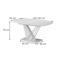 Esstisch Fenaro Weiß 120 x 80 cm ausziehbar Vicco