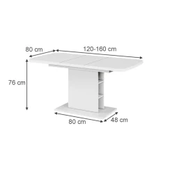 Esstisch Fenaro Weiß 120 x 80 cm mit offenen Fächern Vicco