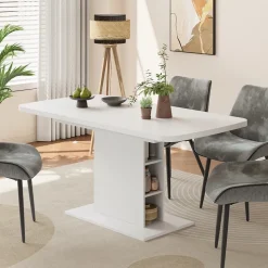 Esstisch Fenaro Weiß 120 x 80 cm mit offenen Fächern Vicco