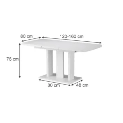 Esstisch Fenaro Weiß 120 x 80 cm 2 Teile Vicco