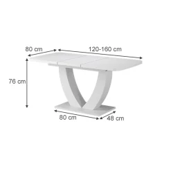 Esstisch Fenaro Weiß 120 x 80 cm ausziehbar Vicco