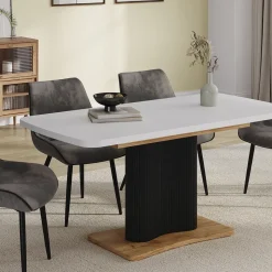 Esstisch Fenaro Weiß/Goldkraft Eiche 120 x 80 cm ausziehbar Vicco