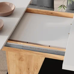 Esstisch Fenaro Weiß/Goldkraft Eiche 120 x 80 cm ausziehbar Vicco