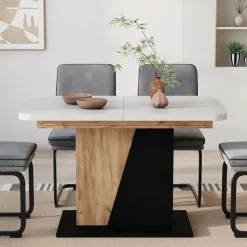 Esstisch Fenaro Weiß/Goldkraft Eiche 120 x 80 cm ausziehbar Vicco