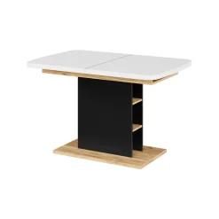 Esstisch Fenaro Weiß/Goldkraft Eiche 120 x 80 cm mit offenen Fächern Vicco