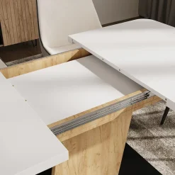 Esstisch Fenaro Weiß/Goldkraft Eiche 120 x 80 cm ausziehbar Vicco