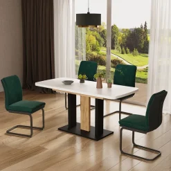 Esstisch Fenaro Weiß/Goldkraft Eiche 120 x 80 cm 2 Teile Vicco