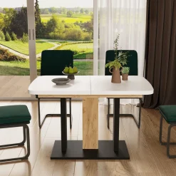 Esstisch Fenaro Weiß/Goldkraft Eiche 120 x 80 cm 2 Teile Vicco