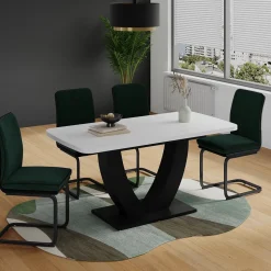 Esstisch Fenaro Weiß/Schwarz 120 x 80 cm ausziehbar Vicco