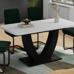 Esstisch Fenaro Weiß/Schwarz 120 x 80 cm ausziehbar Vicco