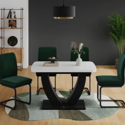 Esstisch Fenaro Weiß/Schwarz 120 x 80 cm ausziehbar Vicco