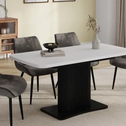 Esstisch Fenaro Weiß/Schwarz 120 x 80 cm ausziehbar Vicco