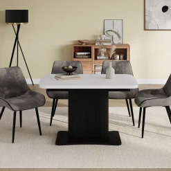 Esstisch Fenaro Weiß/Schwarz 120 x 80 cm ausziehbar Vicco