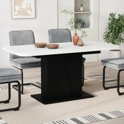 Esstisch Fenaro Weiß/Schwarz 120 x 80 cm ausziehbar Vicco