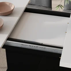 Esstisch Fenaro Weiß/Schwarz 120 x 80 cm ausziehbar Vicco