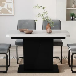 Esstisch Fenaro Weiß/Schwarz 120 x 80 cm ausziehbar Vicco