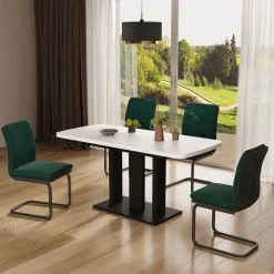 Esstisch Fenaro Weiß/Schwarz 120 x 80 cm 2 Teile Vicco