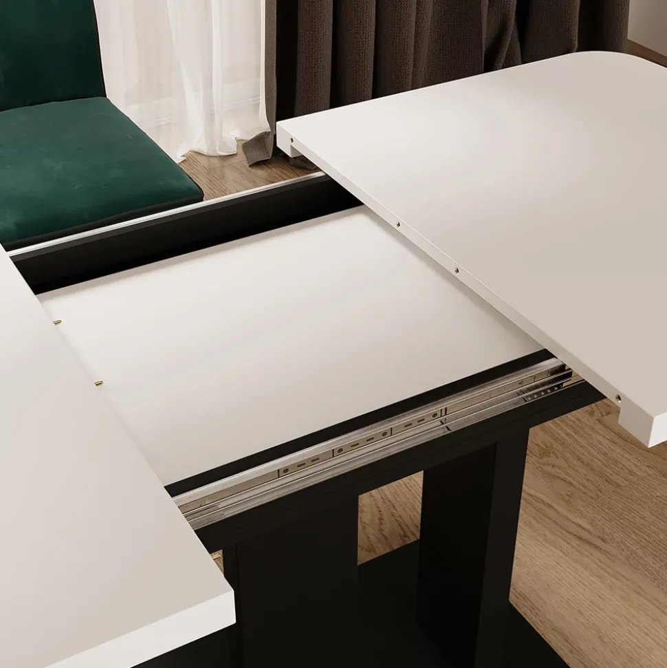 Esstisch Fenaro Weiß/Schwarz 120 x 80 cm 2 Teile Vicco