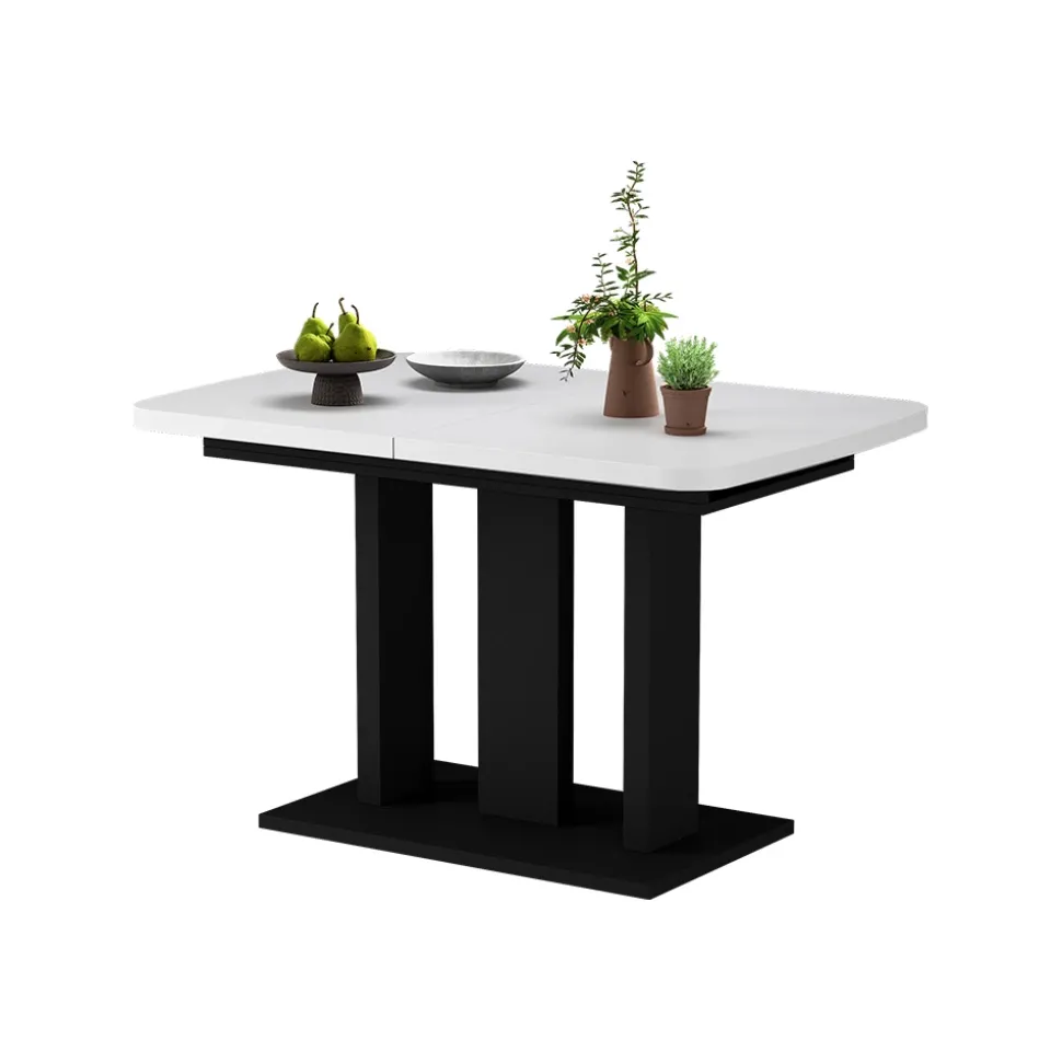 Esstisch Fenaro Weiß/Schwarz 120 x 80 cm 2 Teile Vicco