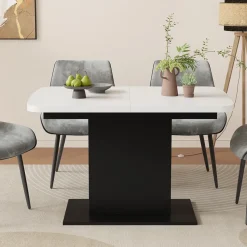 Esstisch Fenaro Weiß/Schwarz 120 x 80 cm mit offenen Fächern Vicco