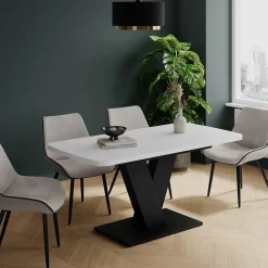 Esstisch Fenaro Weiß/Schwarz 120 x 80 cm ausziehbar Vicco