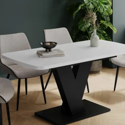 Esstisch Fenaro Weiß/Schwarz 120 x 80 cm ausziehbar Vicco