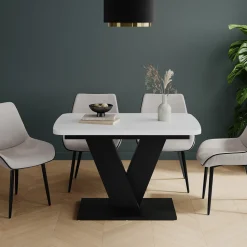 Esstisch Fenaro Weiß/Schwarz 120 x 80 cm ausziehbar Vicco