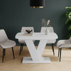 Esstisch Fenaro Weiß/Weiß 120 x 80 cm ausziehbar Vicco