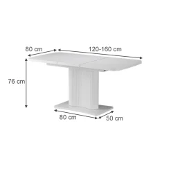 Esstisch Fenaro Weiß/Weiß 120 x 80 cm ausziehbar Vicco