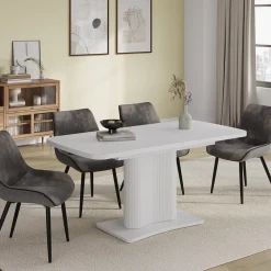 Esstisch Fenaro Weiß/Weiß 120 x 80 cm ausziehbar Vicco