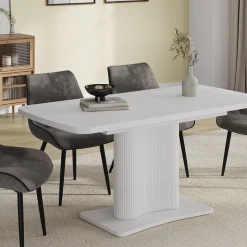 Esstisch Fenaro Weiß/Weiß 120 x 80 cm ausziehbar Vicco