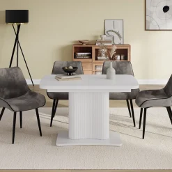 Esstisch Fenaro Weiß/Weiß 120 x 80 cm ausziehbar Vicco