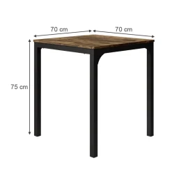 Esstisch Fyrk Schwarz/Eiche rustikal 70 x 70 cm Vicco