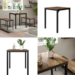 Esstisch Fyrk Schwarz/Eiche rustikal 70 x 70 cm Vicco