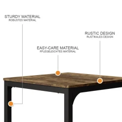 Esstisch Fyrk Schwarz/Eiche rustikal 70 x 70 cm Vicco