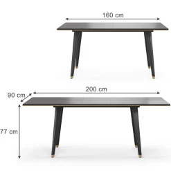 Esstisch Goldamo Schwarz 200 x 90 cm Ausziehbar Vicco