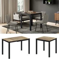 Esstisch Granny Eiche rustikal/Anthrazit 120 x 70 cm ausziehbar Vicco