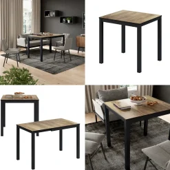 Esstisch Granny Eiche rustikal/Anthrazit 120 x 70 cm ausziehbar Vicco