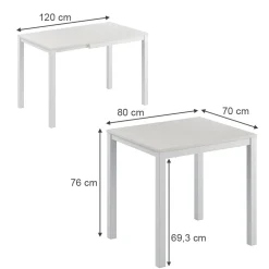 Esstisch Granny Weiß 120 x 70 cm ausziehbar Vicco