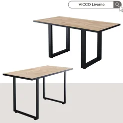 Esstisch Livorno Schwarz/Goldkraft Eiche 140 x 70 cm Vicco