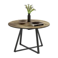 Esstisch Loyd Eiche rustikal/Schwarz 120 x 120 cm ausziehbar Vicco