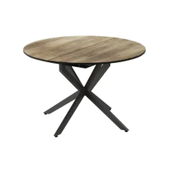 Esstisch Loyd Eiche rustikal/Schwarz 120 x 120 cm ausziehbar Vicco