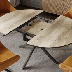 Esstisch Loyd Eiche rustikal/Schwarz 120 x 120 cm ausziehbar Vicco