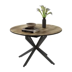 Esstisch Loyd Eiche rustikal/Schwarz 120 x 120 cm ausziehbar Vicco