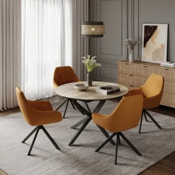 Esstisch Loyd Eiche rustikal/Schwarz 120 x 120 cm ausziehbar Vicco