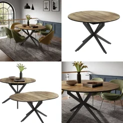 Esstisch Loyd Schwarz/Eiche rustikal 120 x 76.5 cm ausziehbar Vicco