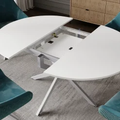 Esstisch Loyd Weiß/Grau 120 x 120 cm ausziehbar Vicco