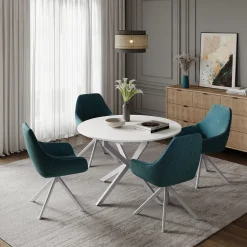 Esstisch Loyd Weiß/Grau 120 x 120 cm ausziehbar Vicco