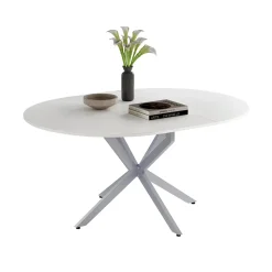 Esstisch Loyd Weiß/Grau 120 x 76.5 cm ausziehbar Vicco