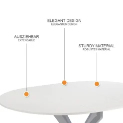 Esstisch Loyd Weiß/Grau 120 x 76.5 cm ausziehbar Vicco